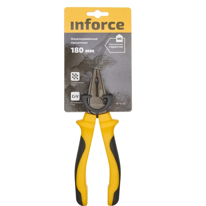 Никелированные пассатижи Inforce 180мм 06-18-42