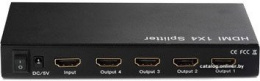 Разветвитель HDMI 1x4 Espada EDH12 с усилителем до 30м v1.4 поддержка 3D + б.п.