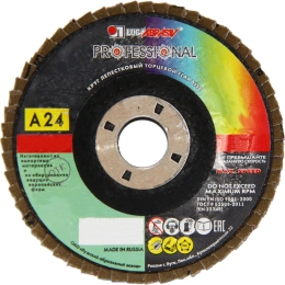 Круг лепестковый торцевой плоский КЛТ1 (125х22 мм; А 24; 14А 80/Р24) Луга 4603347338018