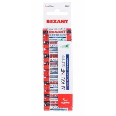 Rexant 30-1013 Батарейка алкалиновая AAA/LR03, 1,5В, 24 шт, блистер