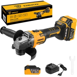 Бесщеточная углошлифовальная машина DEKO DKAG, 20В, 2х4.0 Ач 063-2153