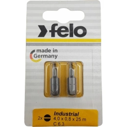 Бита плоская шлицевая 4.0x0.8x25 мм, серия Industrial, 2 шт в блистере Felo 02041036