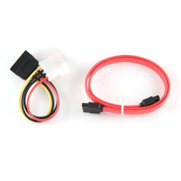 Комплект кабелей SATA Cablexpert CC-SATA-N, интерфейсный (48см) 7pin/7pin и питания (15см) 4pin/15pin, медь, пакет