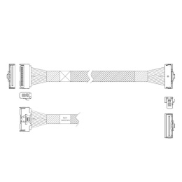 Кабель JPC P7322GB00800-2 Cable MCIO x8 74P прямой Straight Type -TO- MCIO x8 74P угловой Right Angle , 85 Ohm, L:80cm