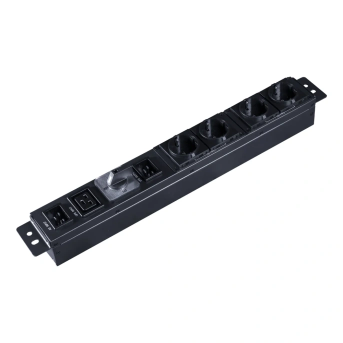 Внешний байпас модуль SVC EMBS-3K 3кВА, Вх.разъёмы:1*IEC-320-C19+1*IEC-320-C20, Вых.разъёмы: 4*Schuko CEE7/4, 1U, Стоечный 19"