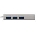 Кабель-адаптер ExeGate EXE-77U3T-45 (USB3.0 --> 3xUSB3.0 + 1xRJ45 UTP 1000Mbps RTL8153, корпус алюминиевый, серебристый) EX294185RUS
