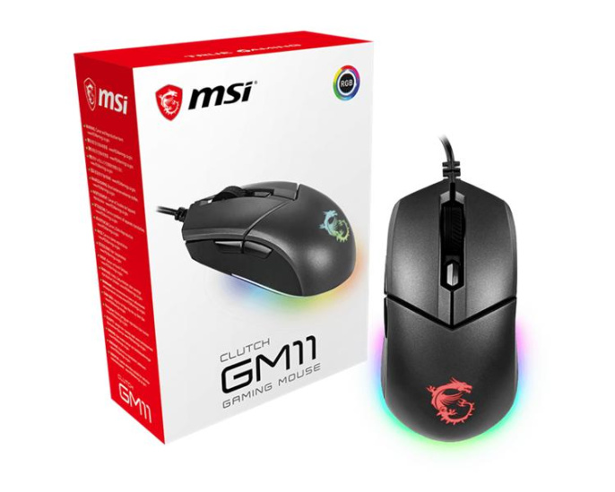 Мышь проводная MSI Clutch GM11, игровая, оптическая, USB, 5000dpi, черный [s12-0402030-cla]