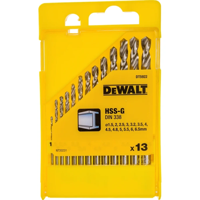 Набор сверл по металлу 13 шт. (D 1,5-6,5 мм) DEWALT 5922ХМ