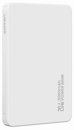 Внешний аккумулятор Usams CD231 PD20W 5000mAh White 5KCD23103 выход Type-C: 5V-3A, 9V-2.22A, 12V-1.67A, вход Type-C: 5V-3A, 9V-2A, 12V-1.5A, беспроводная зарядка: до 15W, кабель в комплекте, материал: алюминий