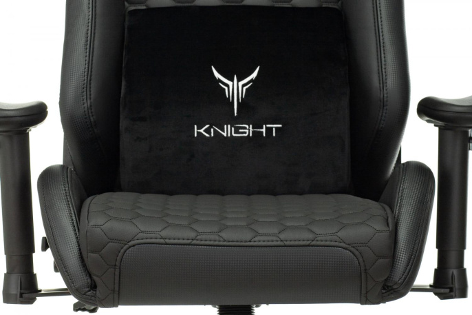 Кресло игровое Knight Neon черный соты экокожа с подголов. крестов. металл (KNIGHT NEON CARBON)