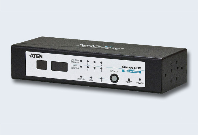 Устройство ATEN EC1000-AX-G удаленного мониторинга нагрузки и параметров среды в серверной стойке, 32A, 4 порта Energy Sensor + 4 порта для подключения датчиков, доступ по IP, для устройств PE1216G-AX-G/PE1324G-AX