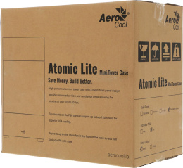 Корпус mATX Aerocool Atomic Lite-G-BK-v2, Mini-Tower, без БП, черный [accs-pv33123.11]