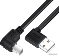 Greenconnect Кабель 0.5m USB 2.0, AM угловой/BM угловой, черный, 28/28 AWG, экран, армированный, морозостойкий, GCR-AUPC5AM-BB2S-0.5m