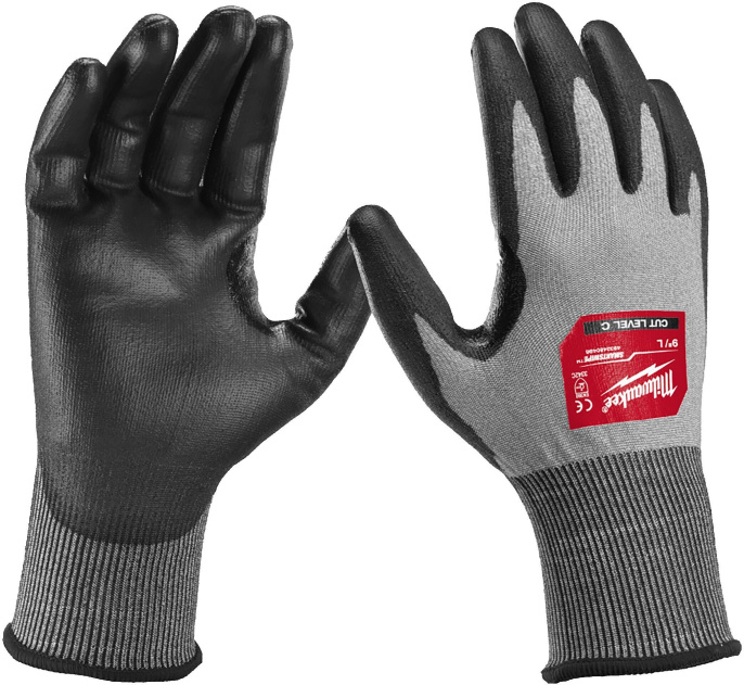 Перчатки защитные Milwaukee Hi-Dex 3/C 9/L (4932480498) (для резки, нарезании резьбы, зачистки проводов и труб, устойчивость к порезам, 18 класс вязки)