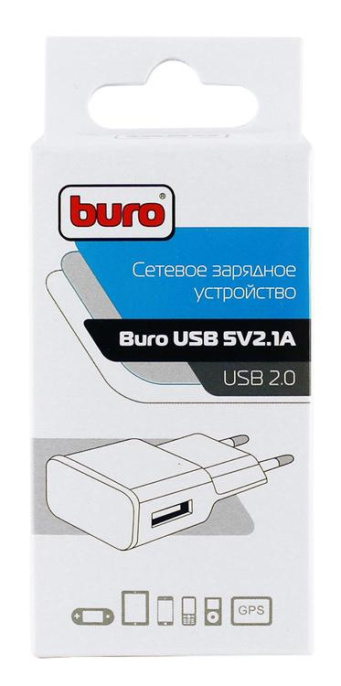 Сетевое зарядное устройство Buro TJ-159w,  USB-A,  10.5Вт, 2.1A, белый