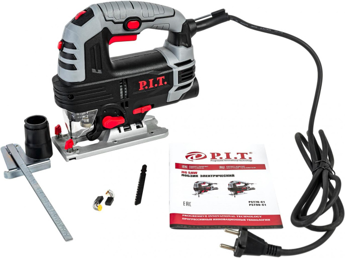 Электролобзик P.I.T PST90-C1 рукоятка-скоба, питание: сеть, 900 Вт, глубина пропила: 90 мм дерево , 10 мм сталь , 0–3000 ходов/мин, ход пилки: 18 мм