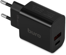 Сетевое зарядное устройство Buro BUWD1, USB-A, USB-C, 20Вт, 3A, черный [buwd18p110bk]