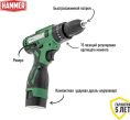 Дрель-шуруповерт аккумуляторная ударная Hammer ACD16CH