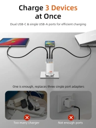 Сетевое зарядное устройство CABLETIME GA65W (CT-GAN65-PW) GaN PD3.0 2C1A 65 Вт, белый