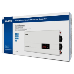 Стабилизатор SVEN AVR SLIM-2000 LCD 1200Вт,Входное 140-260В, 2*CEE7/4 розетки, настенное крепление . SV-013950