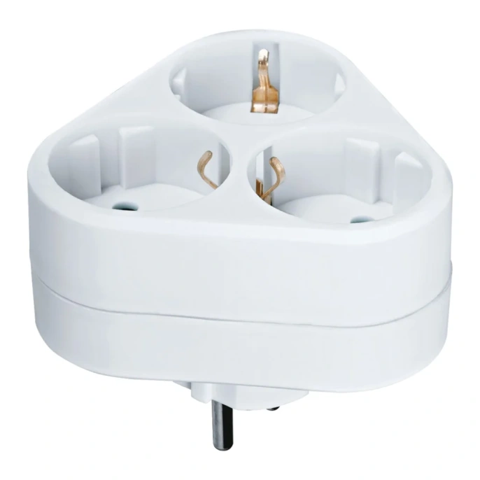 Разветвитель Navigator 94 693 NAD-S-3E-WH 3 гнезда треугольник с заземлением 94693