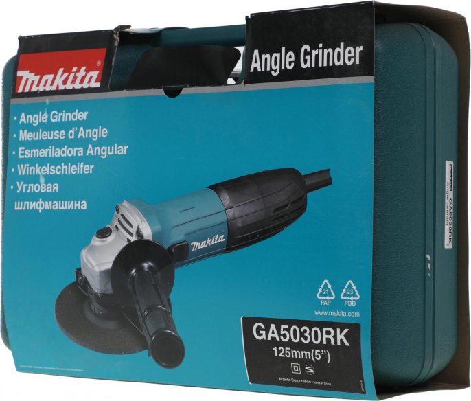 Углошлифовальная машина Makita GA5030RK 720Вт 11000об/мин рез.шпин.:M14 d=125мм жестк.кейс