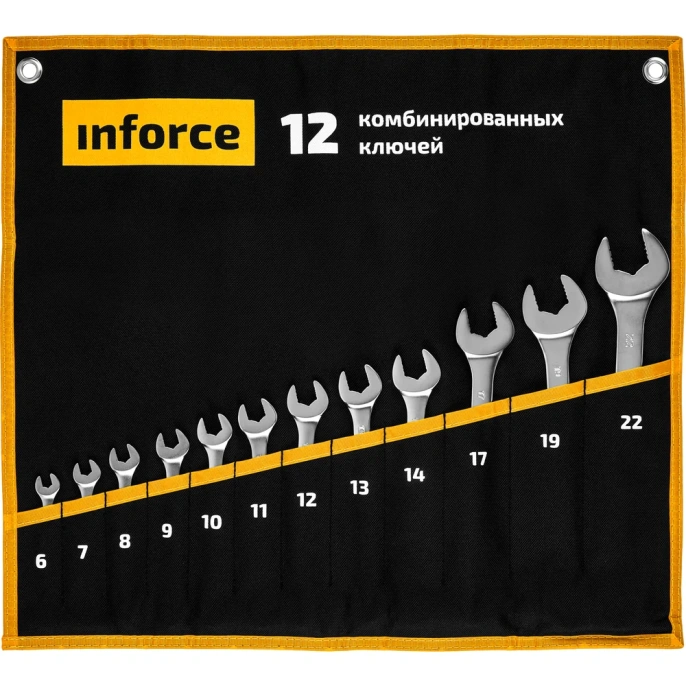 Набор комбинированных ключей 12 предметов Inforce, Сталь Cr-V, 6-22мм, 06-05-31