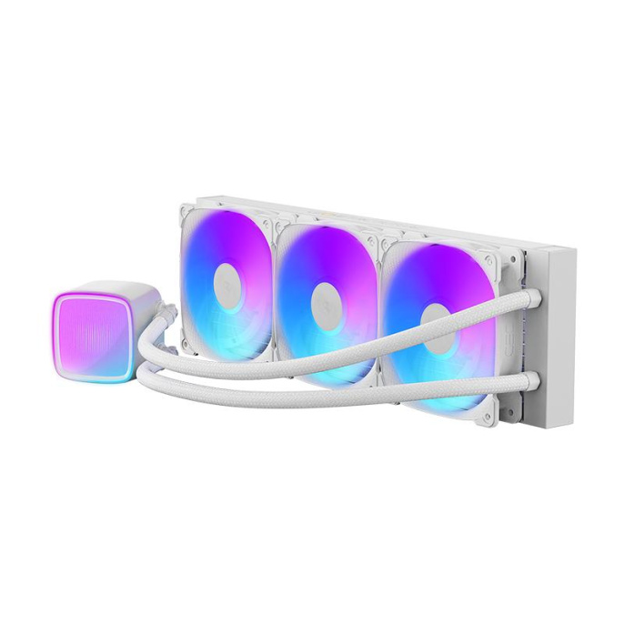 Система жидкостного охлаждения/ Water Cooling System Geometric Future Eskimo Pro 360 240W, 360mm, ARGB, White/ Fans: 3x120mm, 80.81CFM, 34.2dBA, 2000RPM/ Pump height 54mm, 3200RPM, Rad thickness 27mm/ S: 1851, 1700, 1200, 115X, 2011, 2066, AM5, AM4 (1C251