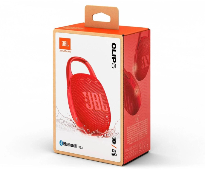 Колонка порт. JBL Clip 5 красный 7W Mono BT 10м 1400mAh
