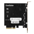 Контроллер ExeGate EXE-313-3A2C EX298301RUS PCI-E x4 v3.0, USB3.2 Gen2 3xType-A + 2xType-C ext., SuperSpeed+ скорость до 10 Гбит/с, разъем доп.питания, ASMedia Chipset ASM3142