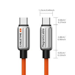 Магнитный кабель USB-C CABLETIME CU08H (CT-CM240-MZB1) 1 м, 480 Мбит/с, 5А/48В, 240Вт, PD 3.1, черный, для быстрого заряда смартфонов и ноутбуков