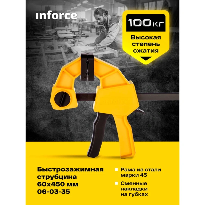 Быстрозажимная струбцина 60х450мм Inforce 06-03-35