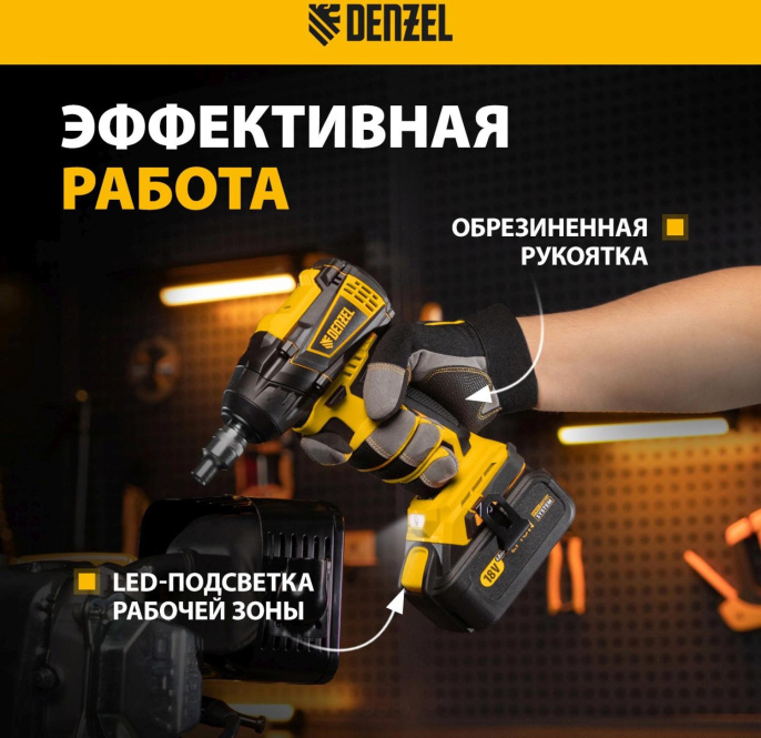 Гайковерт Denzel CIW-IB-300-0 аккум. патрон:квад.1/2" 26502