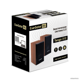 Акустическая система 2.0 ExeGate Tango 312 (питание USB, 2х3Вт (6Вт RMS), 80-20000Гц, темное дерево, Color Box) EX287058RUS