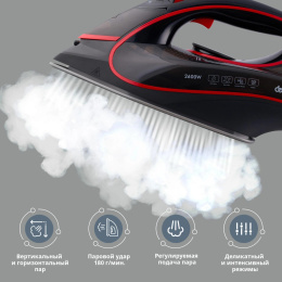 Утюг DOMFY DSC-EI606, с паровым ударом, 2600Вт, с автоотключением, черный и красный