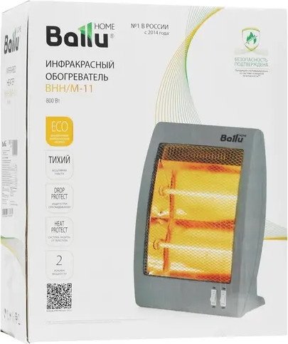 Обогреватель Ballu BHH/M-11 инфракрасный, для помещений площадью до 14 м2, управление: механическое, ступени мощности обогрева: 0.40 кВт, 0.80 кВт, класс пылевлагозащищенности: IP20, длина кабеля: 1.5