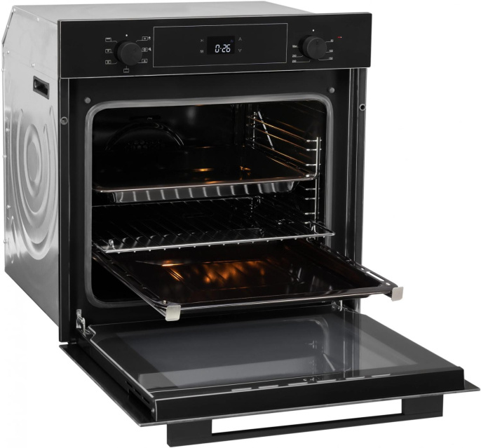 Духовой шкаф электрический ZIGMUND & SHTAIN E 158 B, 72л, дверца с 3 стеклами, черный