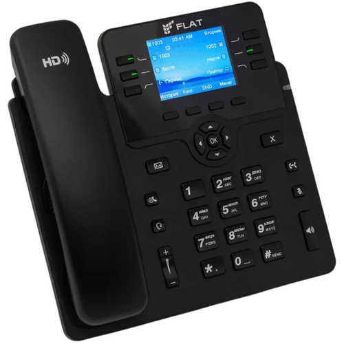 IP-телефон Flat-Phone B6: 6 SIP-аккаунтов, 2 порта 10/100/1000BASE-T RJ-45 , ЖК-дисплей, PoE, ТОРП Flat-Phone-B6/RU