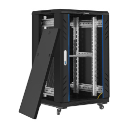 Шкаф телекоммуникационный 19" напольный 18U ExeGate EC-FS-18U.600.600.G.BLACK 19”, 18U, 600x600x987mm ШхГхВ , передняя дверь закаленное стекло, задняя перфорированная дверь, EX301398RUS