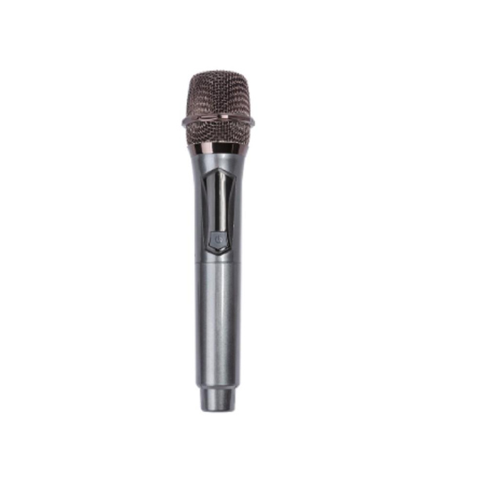 Радиомикрофон Ritmix RWM-332 (серебристый) динамический, ручной, для караоке, круговая направленность, 50-15000 Гц, разъем подключения USB Type-C/3.5 мм/6.3 мм, радиус действия 25 м, время работы до 10 ч