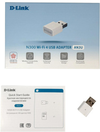 Сетевой адаптер Wi-Fi D-Link AN3U/A1A N300 USB 2.0 (ант.внутр.) 2ант.