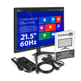 Монитор 21.5" ExeGate EB2200A (VA LED Grade A+, FHD, 1920x1080@75Гц, 16:9, 200cd/m2, 3000:1, 178°/178°, 5ms, D-Sub, HDMI, Flicker-free, Low Blue Light, кабель HDMI 1.5м, VESA, регулировка наклона (tilt), черный) EX297376RUS