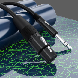 Кабель микрофонный jack 6,35mm / XLR GCR Кабель 1.5m микрофонный stereo jack 6,35mm / XLR, M/F, черный, AL case черный, GCR-53357