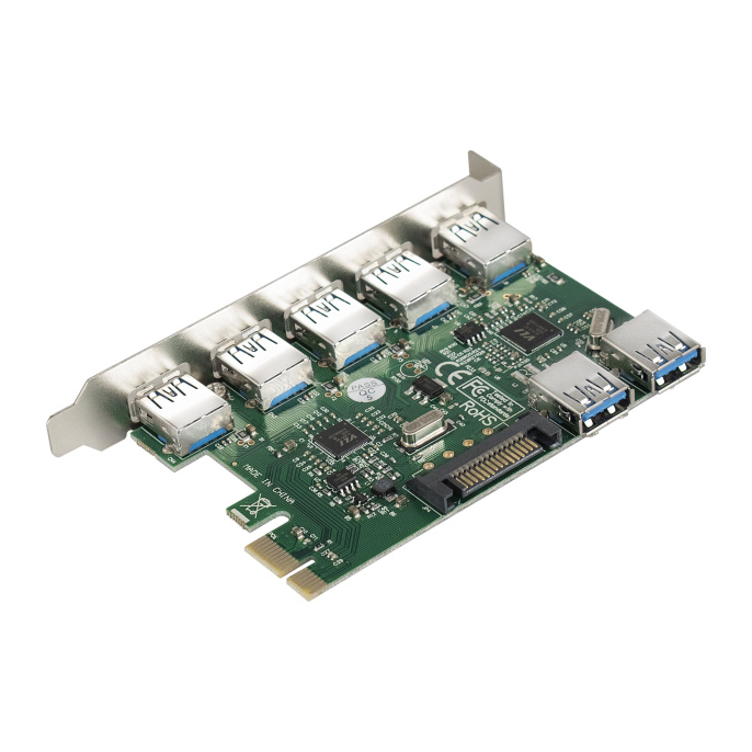 Контроллер ExeGate EXE-317 (PCI-E x1 v2.0, 5*USB3.0 ext. + 2*USB3.0 int., разъем доп.питания, VIA Labs Chipset VL805) EX283717RUS