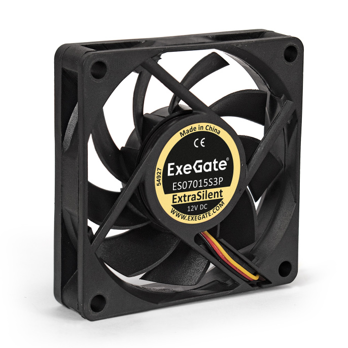 Вентилятор 12В DC ExeGate ExtraSilent ES07015S3P (70x70x15 мм, Sleeve bearing (подшипник скольжения), 3pin, 2000RPM, 18dBA) EX283371RUS