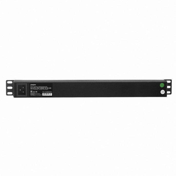 Блок розеток с разъемом подключения C20 ExeGate ServerPro PDU-19H907 Al-9S-C20 (19", 1U, Алюминий, 9*EU/Тип F(Schuko), IEC 320 C20, индикатор питания, черный, RTL) EX280853RUS