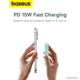 Портативное зарядное устройство Baseus P10064101333-00 MagPro Magnetic Bracket Wireless Fast-Charging 5000mAh 20W Peppermint Blue; с кабелем Type-C to Type-C 30cm White