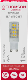 Лампа светодиодная Thomson TH-B4240 5Вт цок.:G9 капсул. 220B св.свеч.бел.теп. упак.:1шт