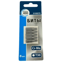 Биты магнитные TX30, 25 мм, 5 шт, сталь S2 Toolberg 3102275 Лк-00002875
