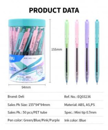 Ручка шариков. автоматическая Deli Arrow EQ03236-1 прозрачный/ассорти d 0.7мм син. черн. ассорти